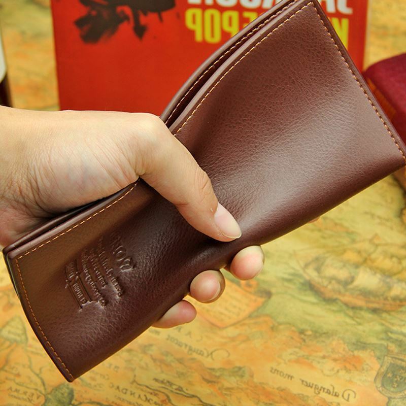 Men's Leather Long Wallet Bifold ID Card Holder Checkbook Clutch Purse Handbag