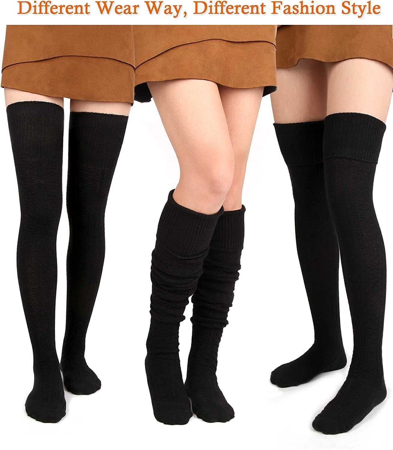 Girls Ladies Women Thigh High over the Knee Socks Extra Long Cotton Stockings 