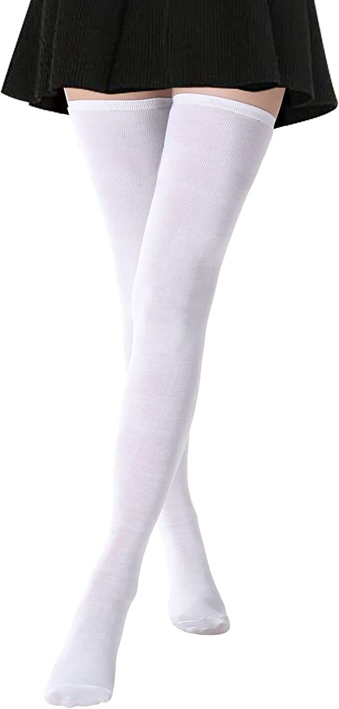 Girls Ladies Women Thigh High over the Knee Socks Extra Long Cotton Stockings 