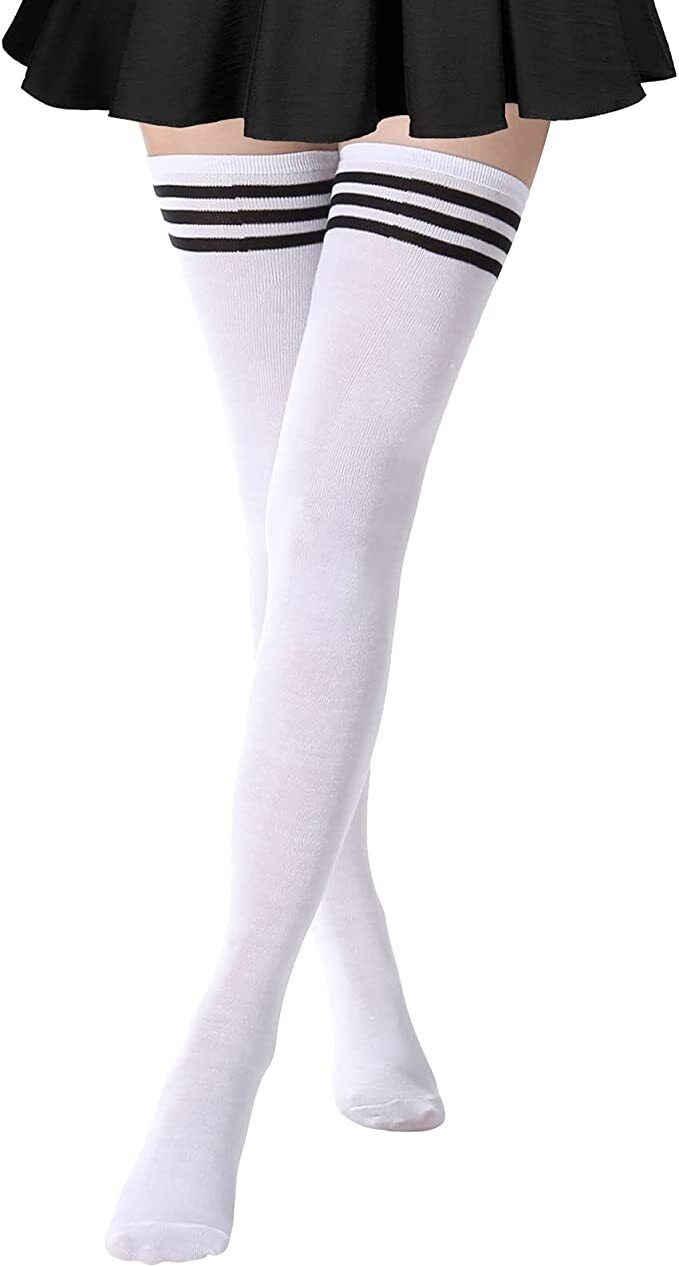 Girls Ladies Women Thigh High over the Knee Socks Extra Long Cotton Stockings 