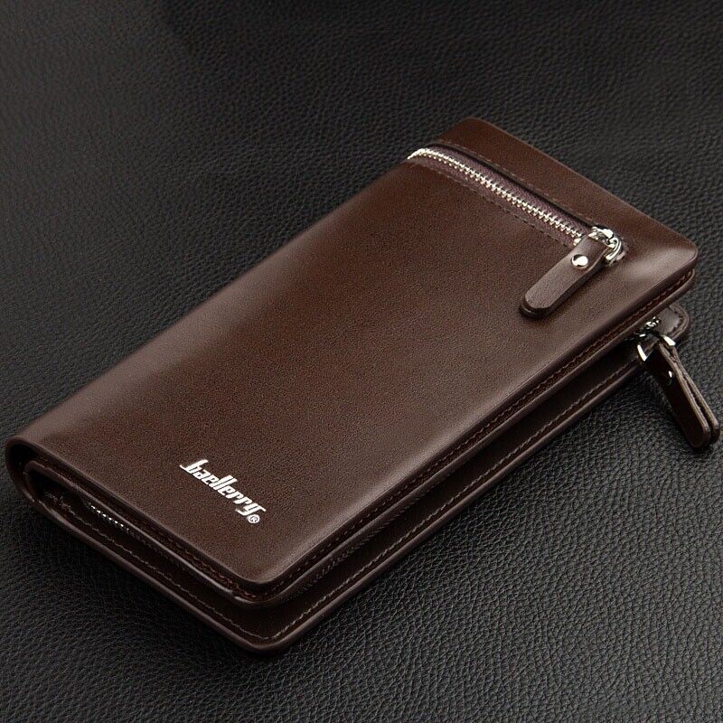 Bifold Leather Walet Zip Coin Long Wallet Multi Card Holder Purse Clutch Handbag for Men