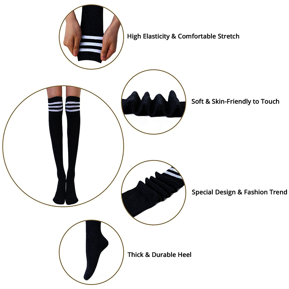 Girls Ladies Women Thigh High over the Knee Socks Extra Long Cotton Stockings 