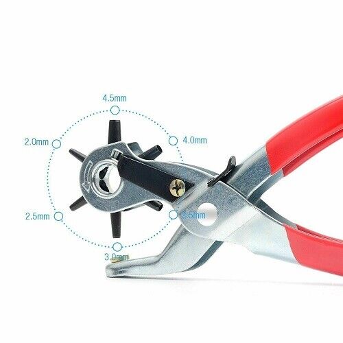  9'' Heavy Duty Leather Hole Punch  Hand Pliers Belt Holes Puncher Tool 6 Sized