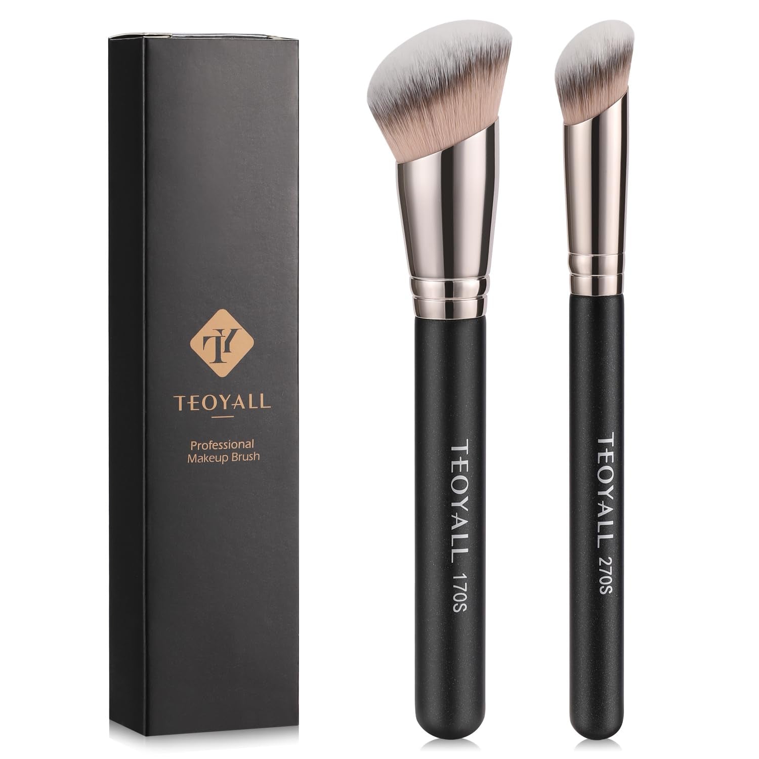 2PCS Foundation Contour Brush Set for Blending Setting Concealing Buffing with Liquid