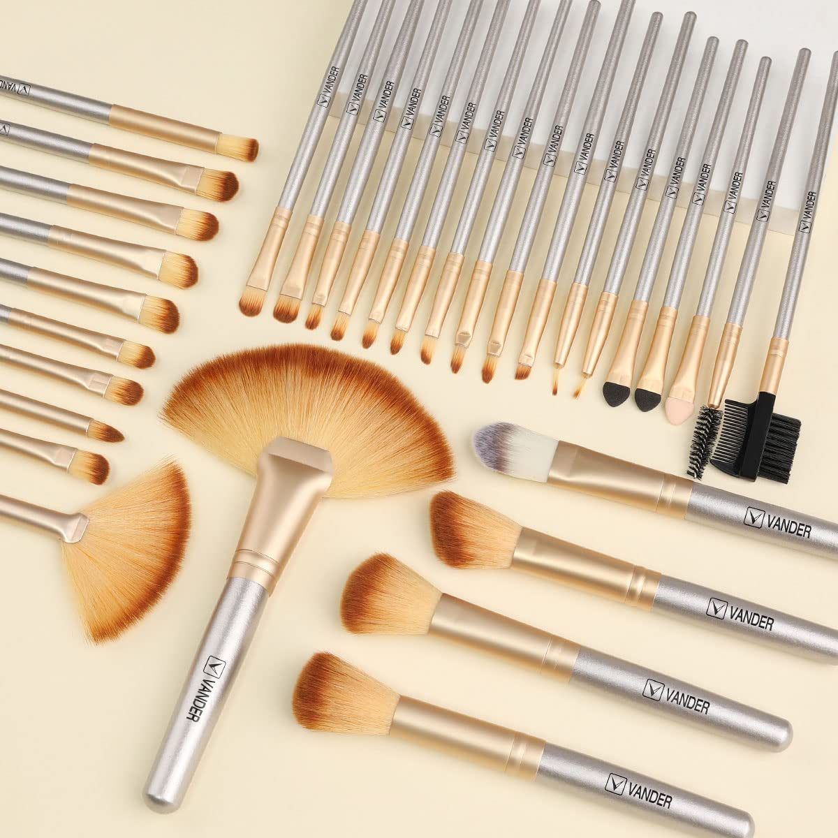 Professional 32pcs Makeup Brush Set-CHAMPAGNE
