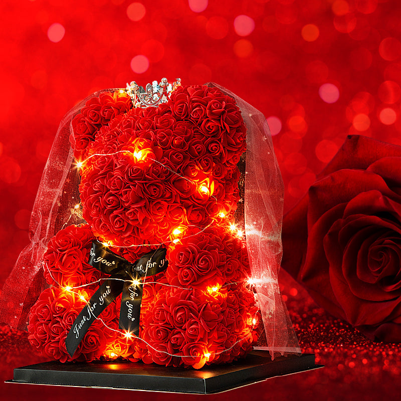 Wedding Rose Teddy Bear with Box for Women Valentines Girlfriend Birthday Gifts