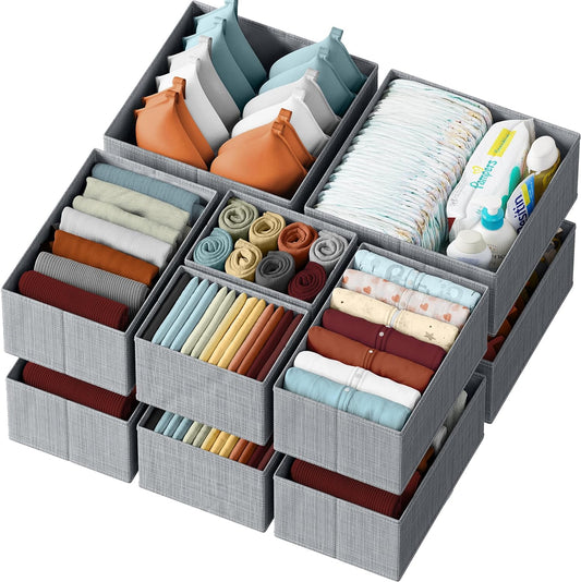  Set of 12 Grey - Dresser Organizer For Nursery, Bedroom, Closet