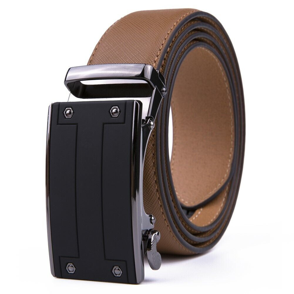  Automatic Buckle Men'S Belt Leather Ratchet Belts 1.37Inch Width