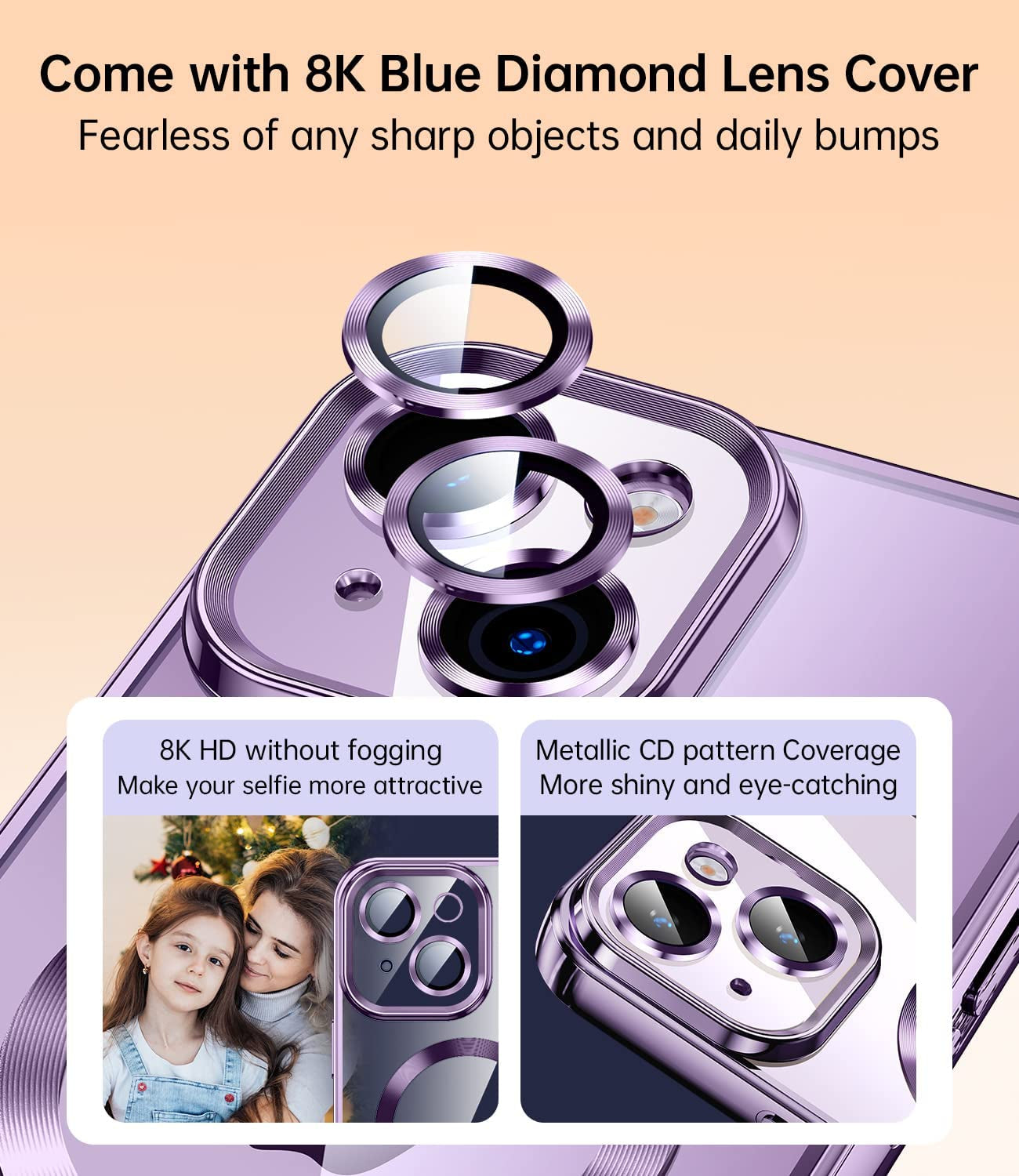  Magnetic Metallic Clear for iPhone 14 Case with Full Camera Cover Protection (6.1")