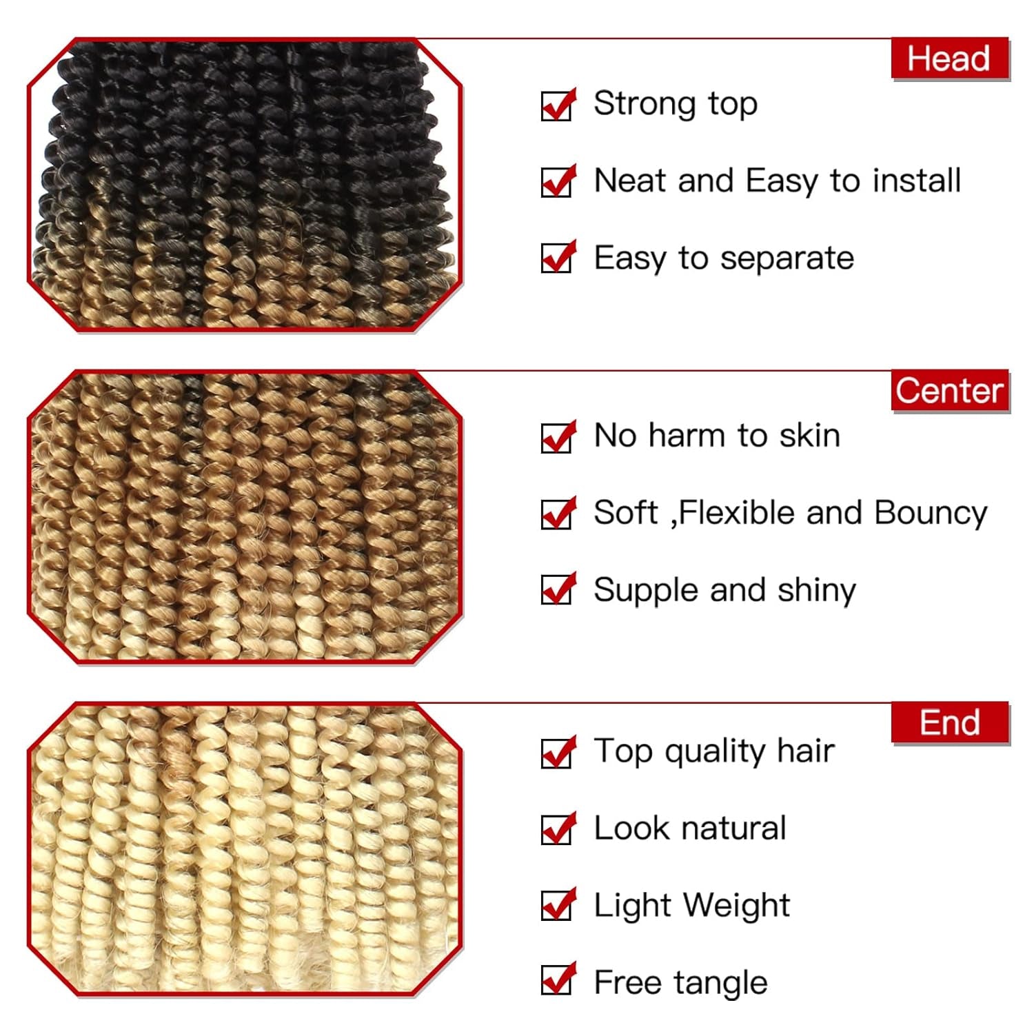12 Inch Spring Twist Crochet Braiding Hair Synthetic 2Packs