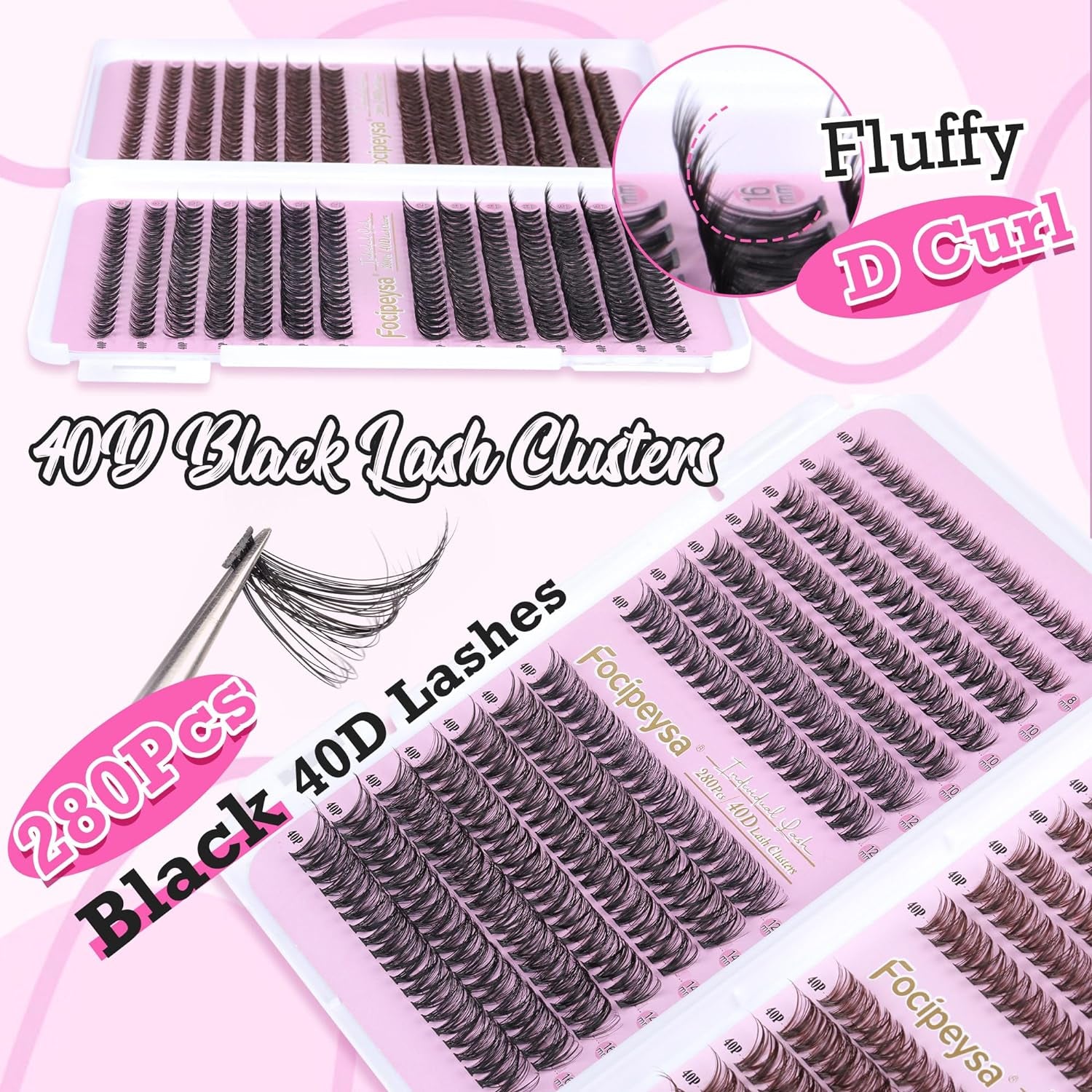 560pcs  Black and Brown DIY Eyelash Extension Kit 40D