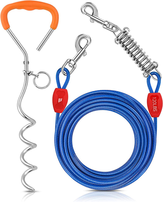 40FT Heavy Duty Cable w/ Spring Dog Tie Out Cable  Suitable for Medium Large Dogs up to 120 Lbs