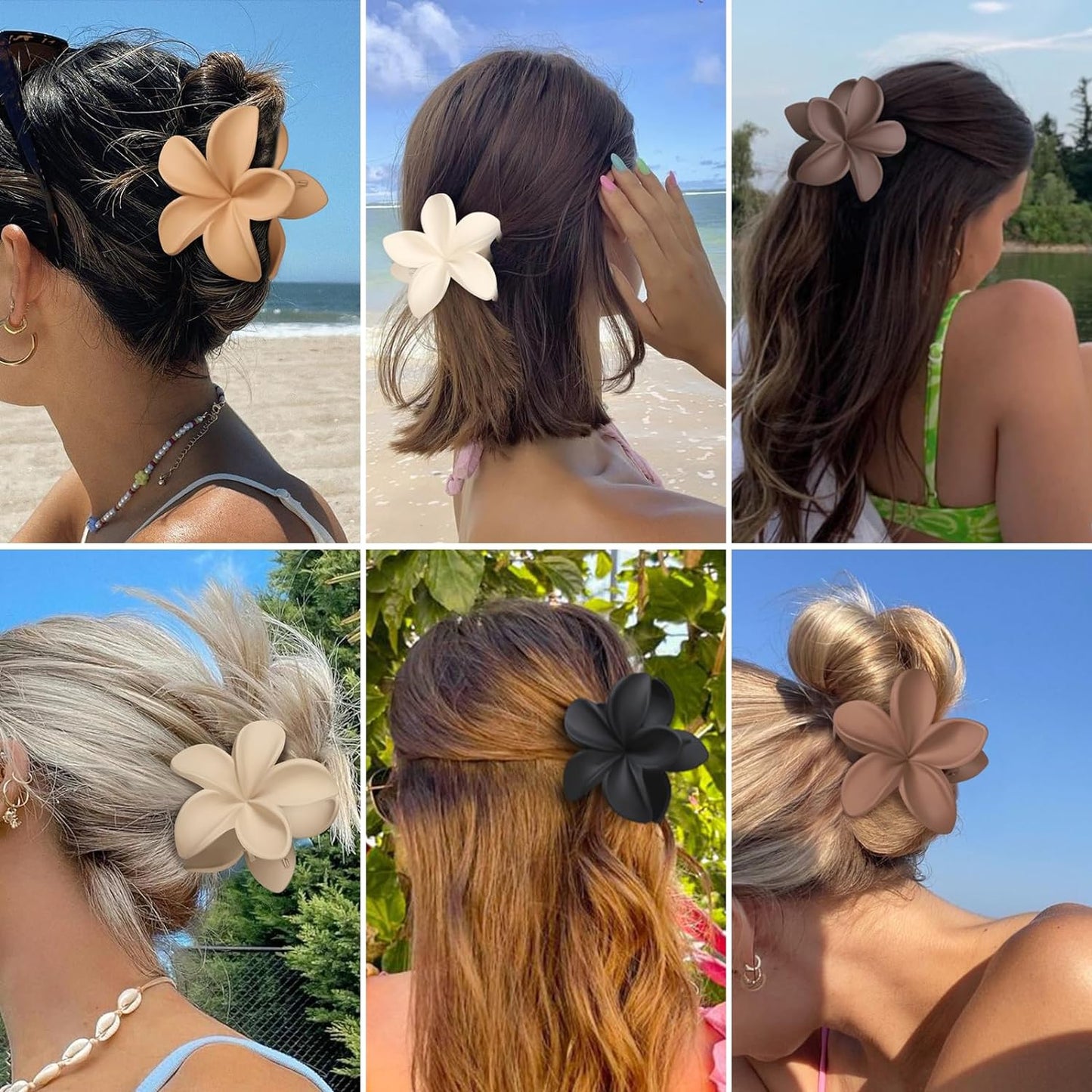 6 Pcs Large Flower Hair Claw Clips for Thick Hair Hawaiian Flower Hair Clips for Women Girls