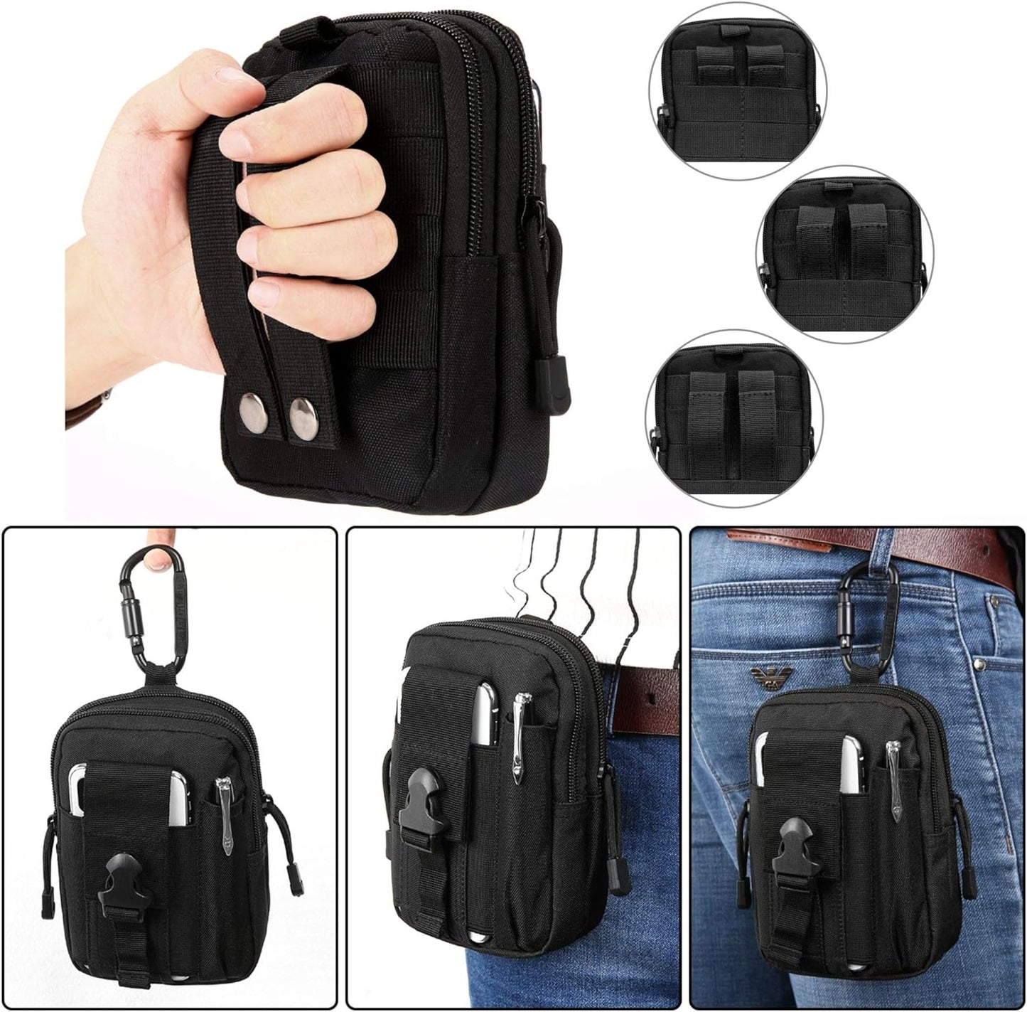 Tactical Waist Pouch EDC Molle Waist Bag Belt Phone Pouch Holster Purse Carrying Pouch for Smartphone, Tools