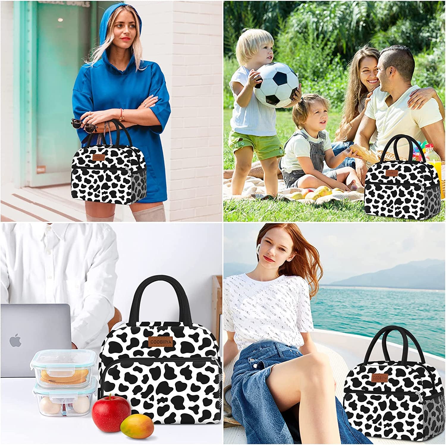 Cow Print Insulated  Lunch Box for Women Adult Men