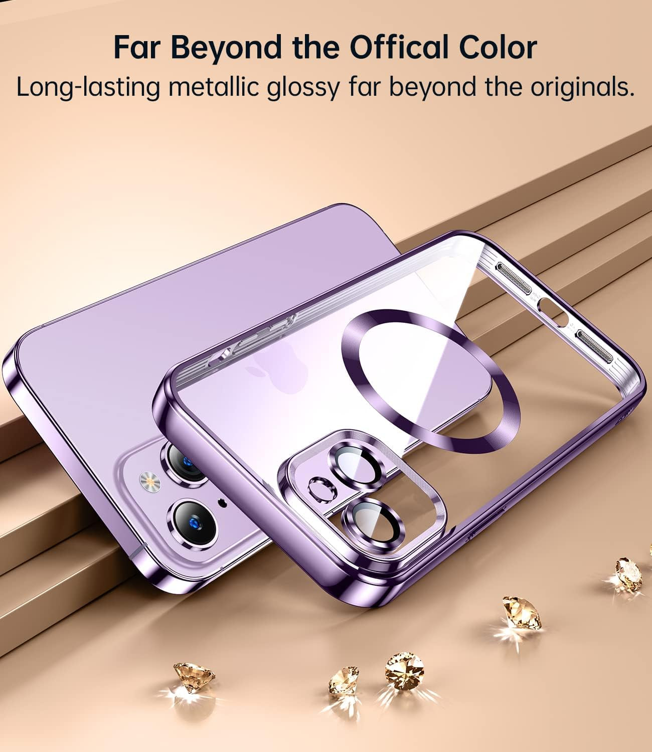  Magnetic Metallic Clear for iPhone 14 Case with Full Camera Cover Protection (6.1")