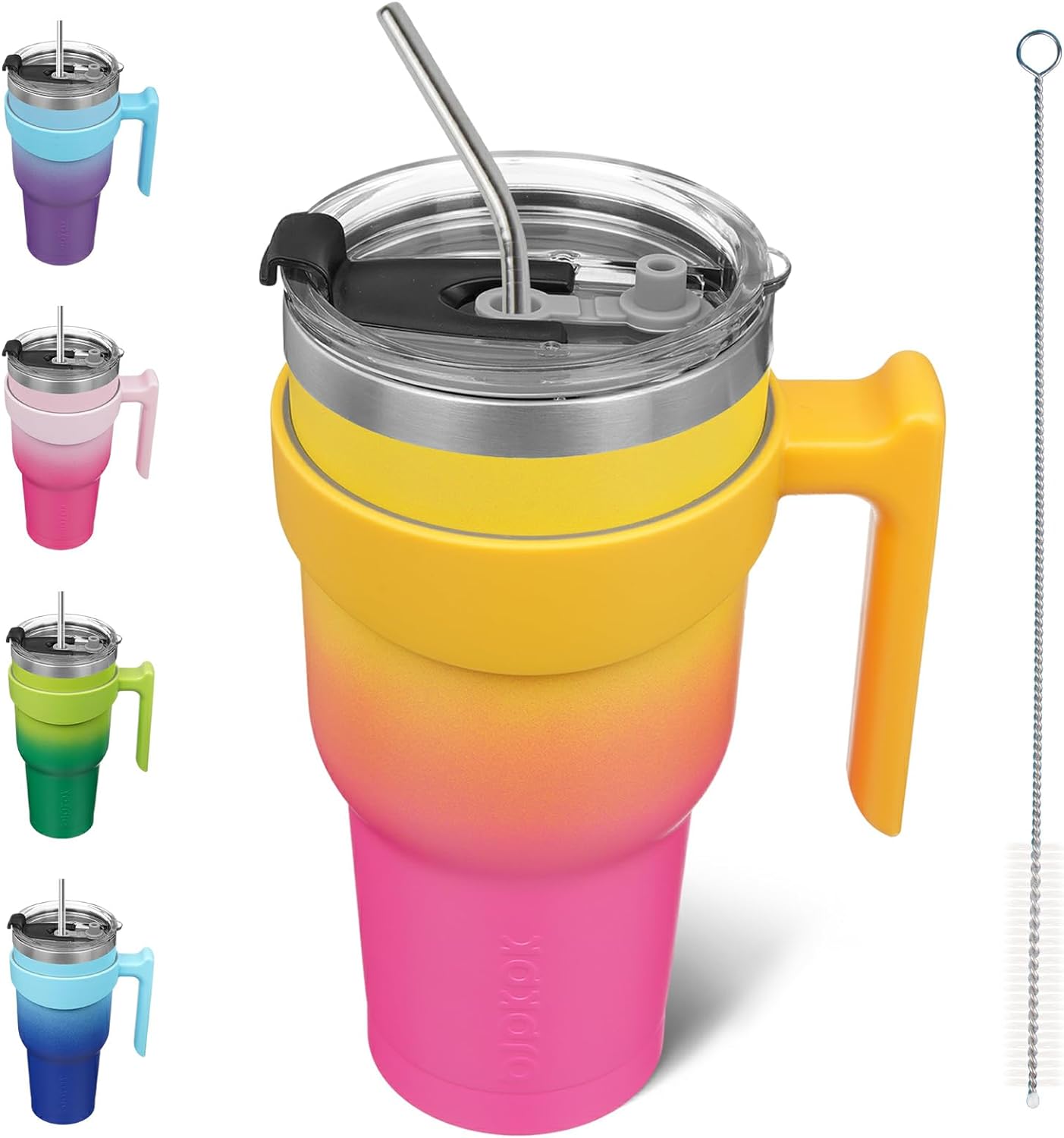 40 Oz Tumbler with Handle Lid and Straw Insulated Stainless Steel 