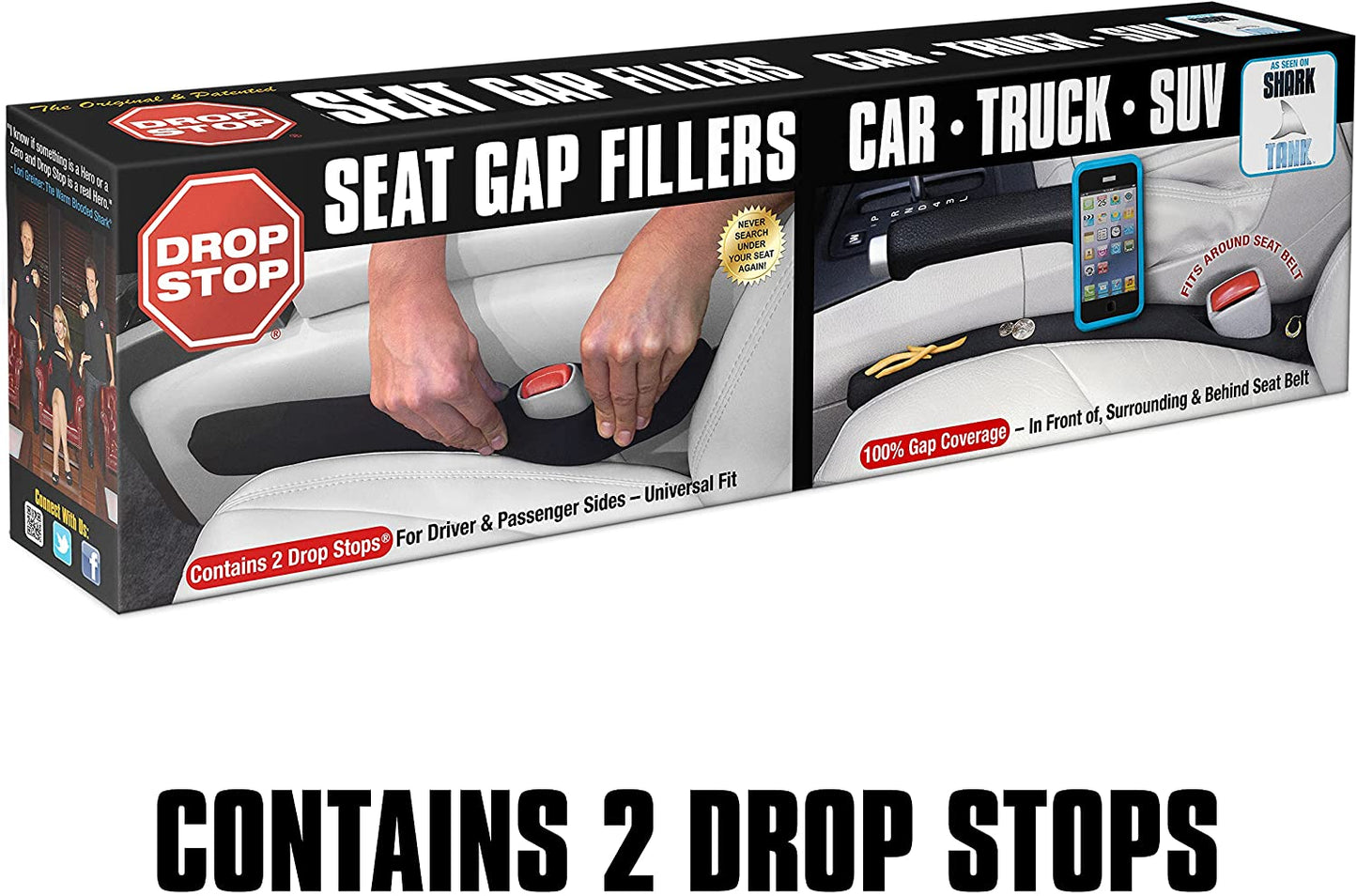 The Original Patented Car Seat Gap Filler (AS SEEN ON Shark Tank) Set of 2 and Slide Free Pad and Light