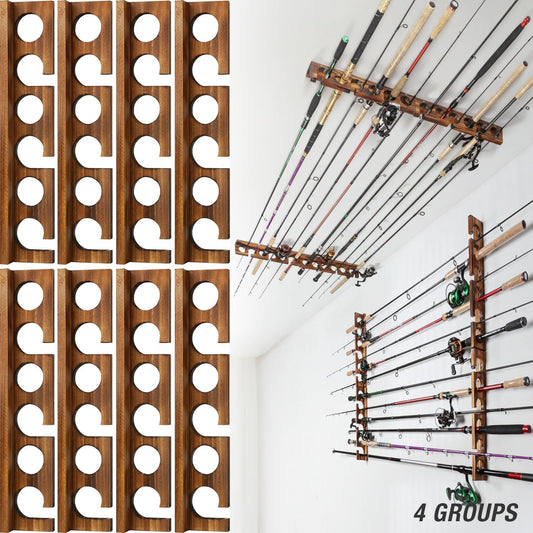 Premium Wall/Ceiling Mounted Fishing Rod Rack - Holds Up to 12 Rods