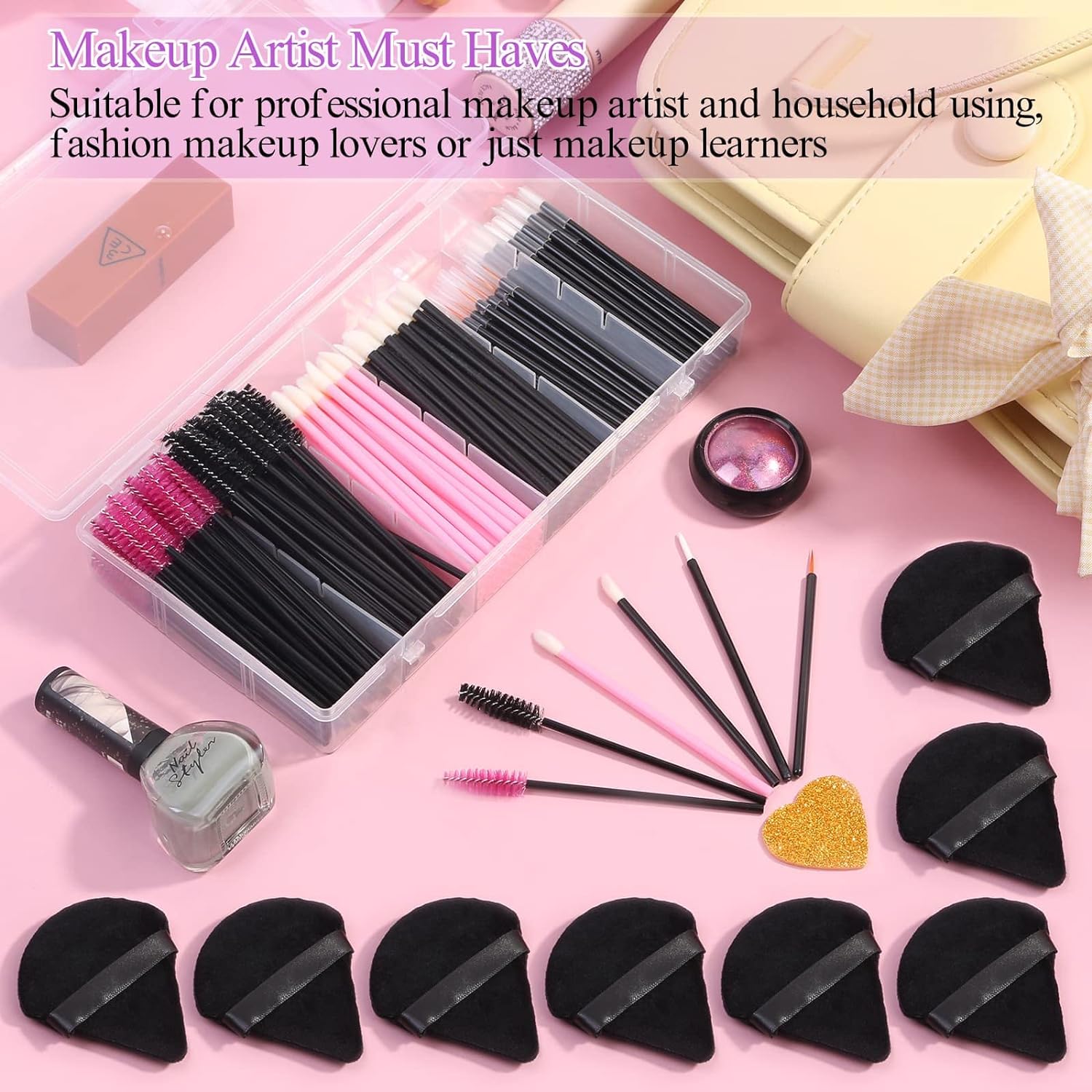 248 Pcs Disposable Makeup Applicators with Triangle Puffs Makeup Applicator Kit