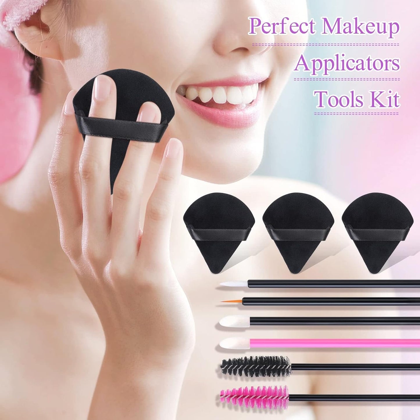 248 Pcs Disposable Makeup Applicators with Triangle Puffs Makeup Applicator Kit