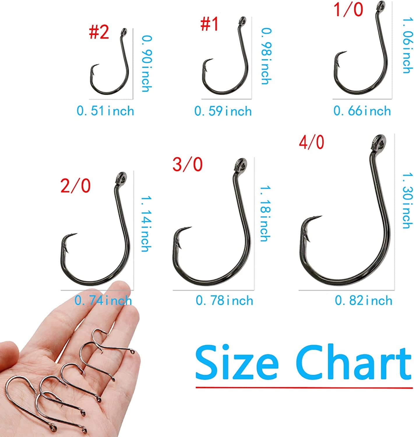 60pcs Fishing Hooks Saltwater Fishing Hooks High Carbon Steel with Portable Plastic Box