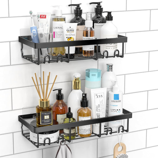  Shower Caddy Shelf Organizer Rack Self Adhesive Black Bathroom Shelves