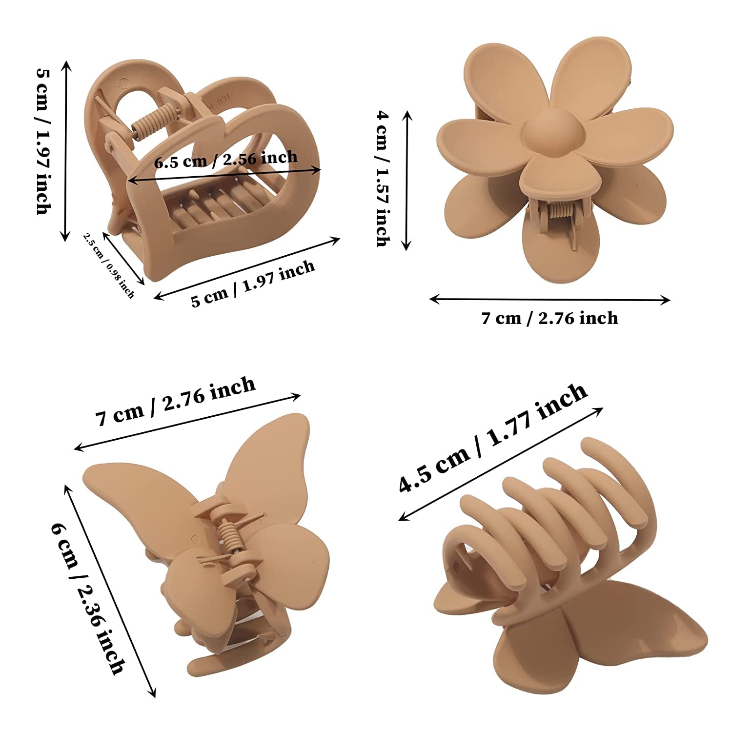 6 Pcs Cute Flower Hair Clips Matte Large Claw Clips for Women Butterfly Hair Claw Clip 