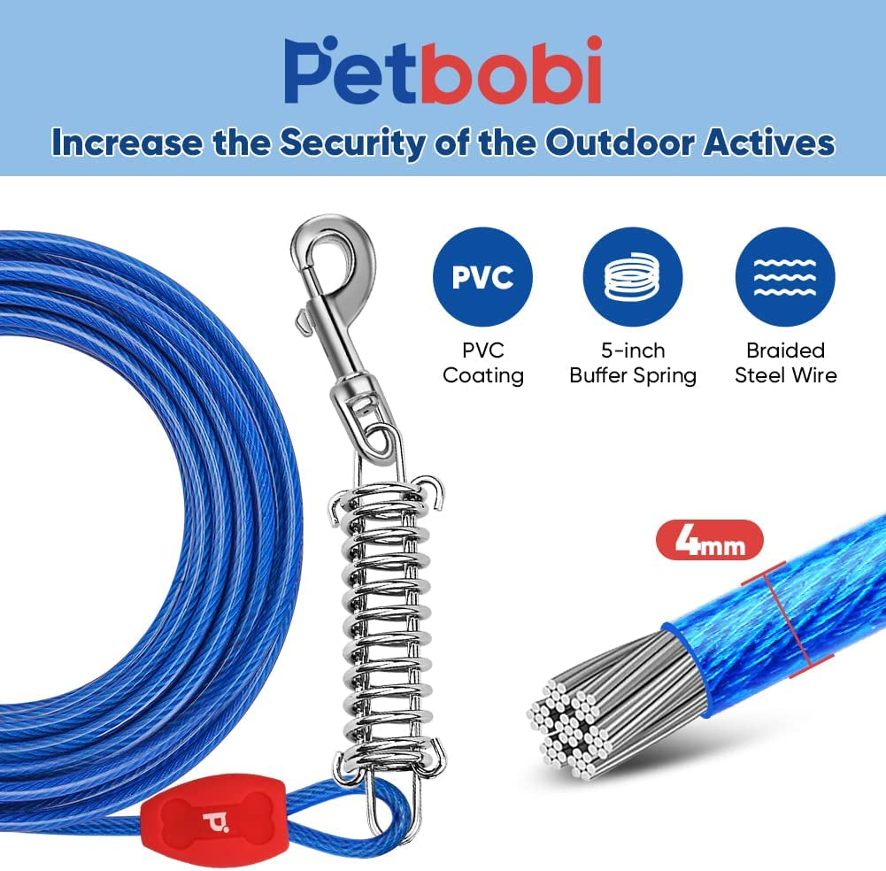 40FT Heavy Duty Cable w/ Spring Dog Tie Out Cable  Suitable for Medium Large Dogs up to 120 Lbs