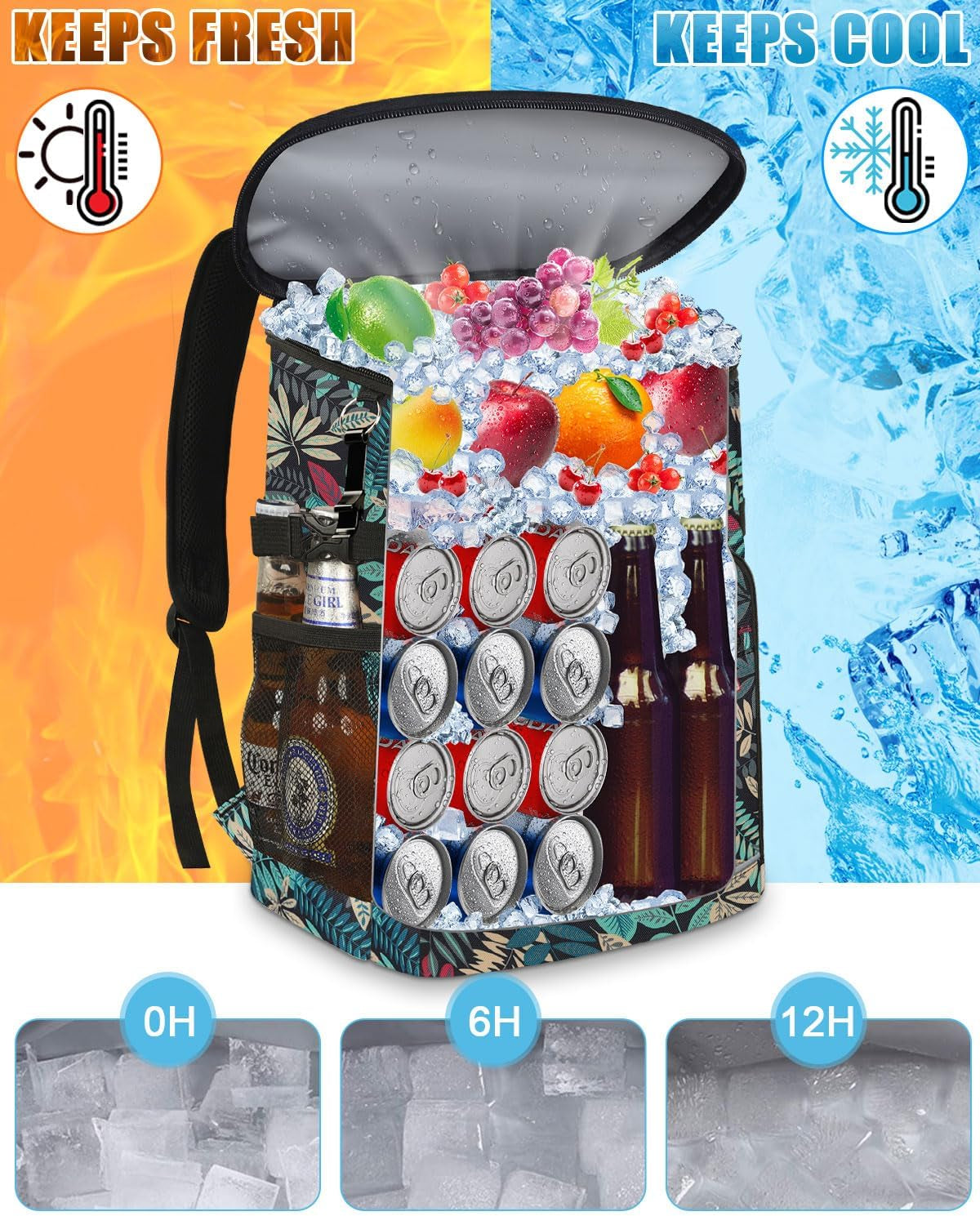 Insulated Cooler Backpack 30 Cans Blueleaf