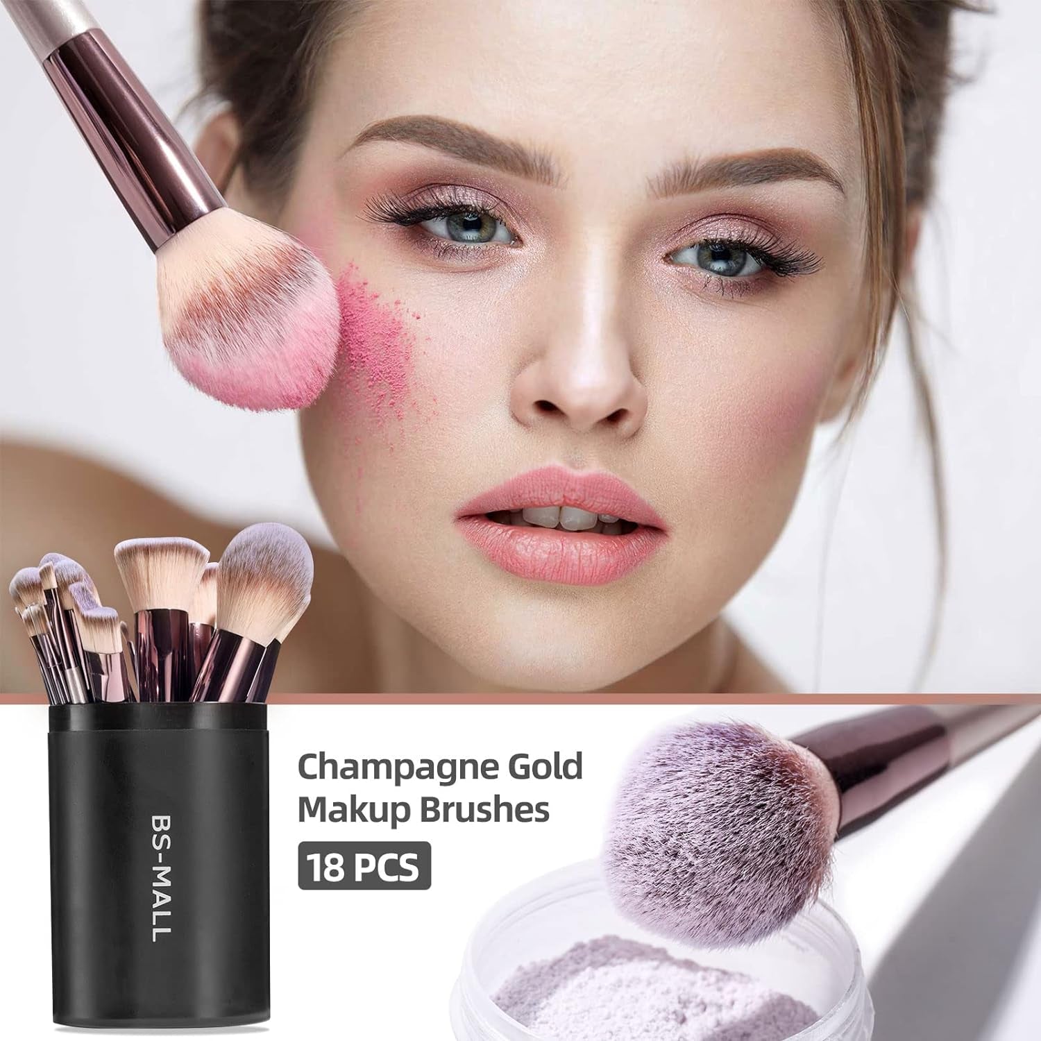 18pcs Soft Bristled Makeup Brushes