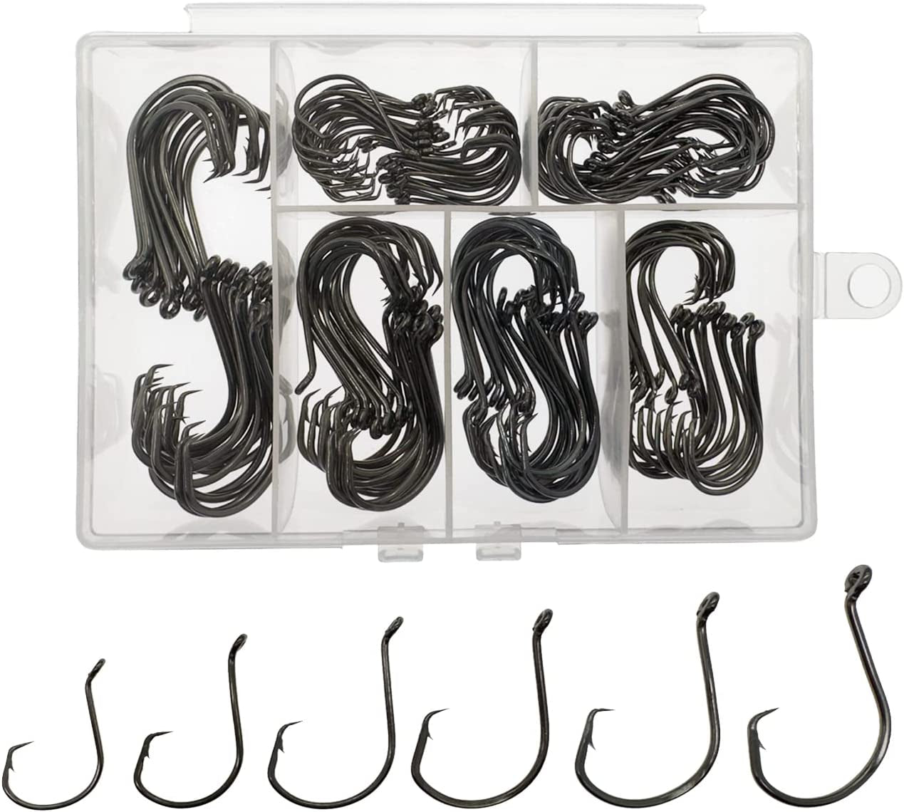 60pcs Fishing Hooks Saltwater Fishing Hooks High Carbon Steel with Portable Plastic Box