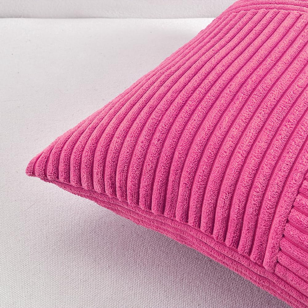 2 Packs Hot Pink Euro Decorative Throw Pillow Cover
