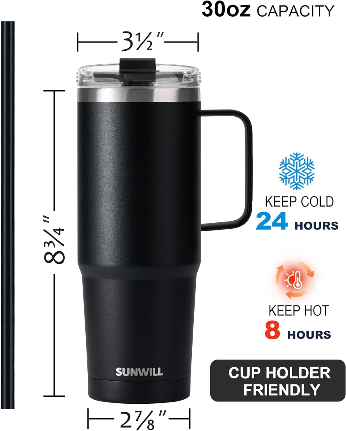 30 oz Tumbler with Lid and Straw Travel Coffee Mug
