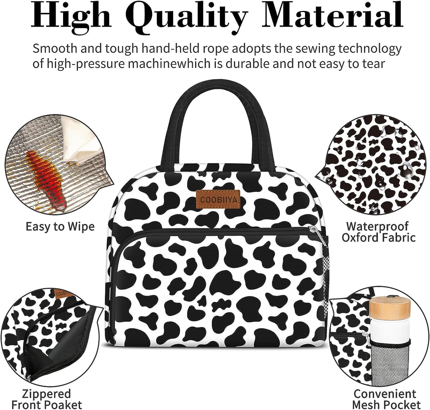 Cow Print Insulated  Lunch Box for Women Adult Men