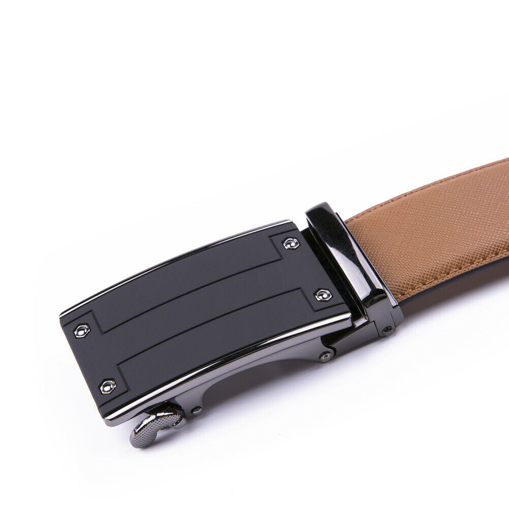  Automatic Buckle Men'S Belt Leather Ratchet Belts 1.37Inch Width