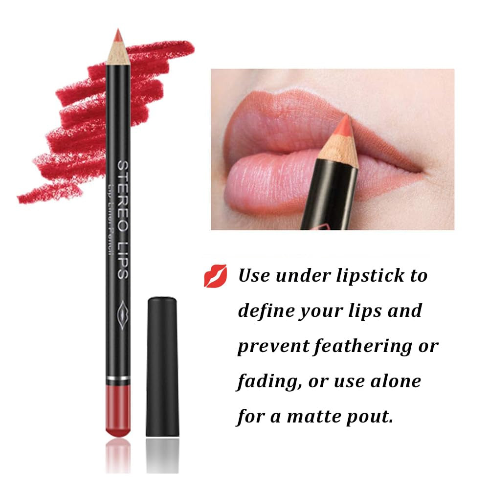  12 Assorted Colors Matte Lip Liner Pencil Set Waterproof and Long Lasting Velvet Lip Liners