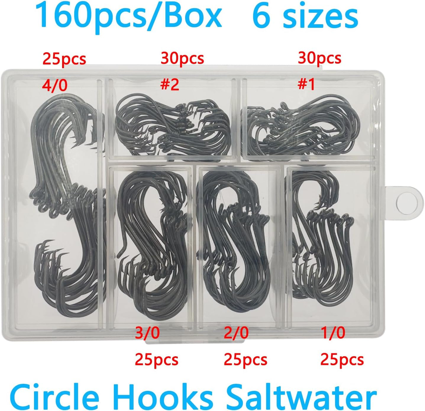 60pcs Fishing Hooks Saltwater Fishing Hooks High Carbon Steel with Portable Plastic Box