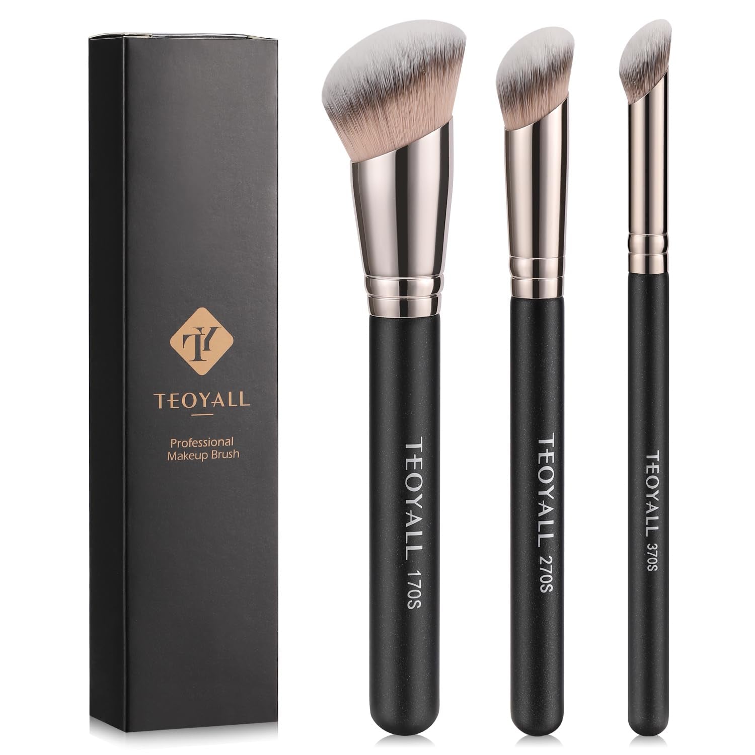 3PCS Foundation Contour Conceal Brush Set for Blending Setting Buffing with Liquid