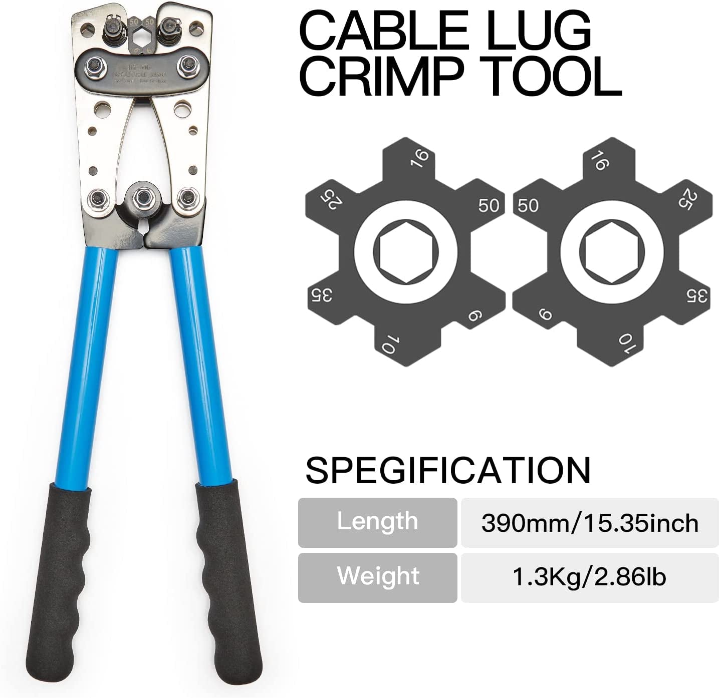 Heavy Duty Wire Crimper Pliers with 60Pcs Copper Ring Terminals 8 Size Cable Lugs