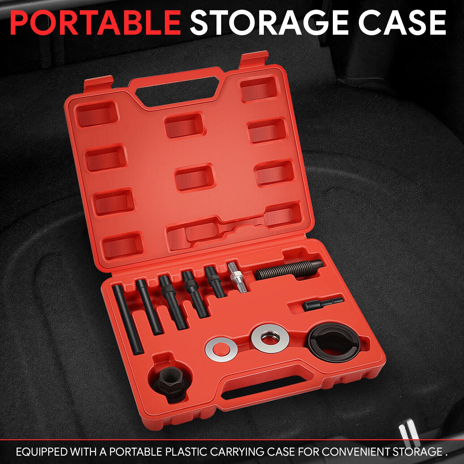 12Pcs Power Steering Pulley Puller Remover and Installer Tool Kit W/Storage Case