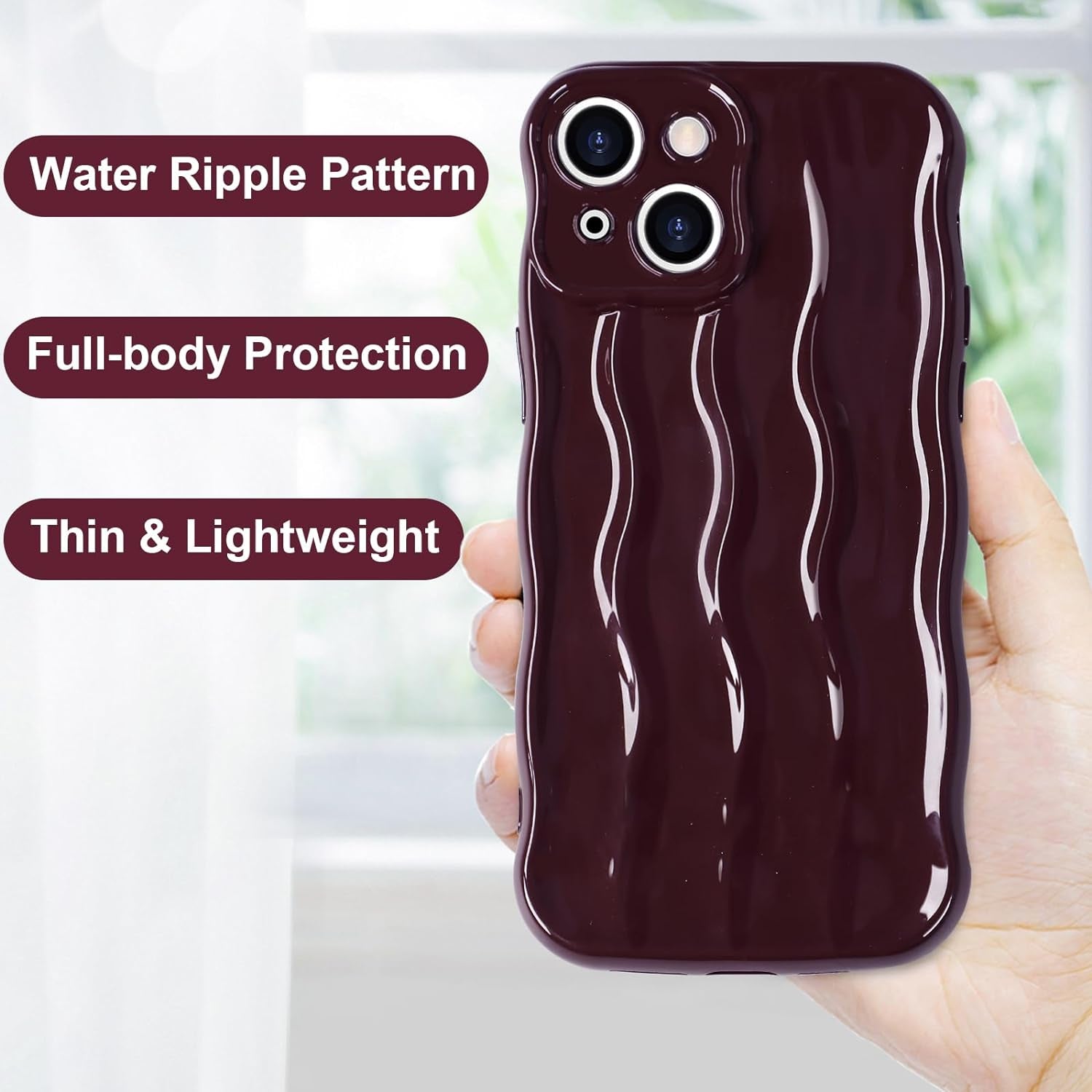 Wavy Edge Water Ripple Pattern Design for iPhone 15 Case